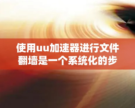 使用uu加速器进行文件翻墙是一个系统化的步骤，确保每一步都正确无误以达到最佳效果。以下是详细的步骤指南