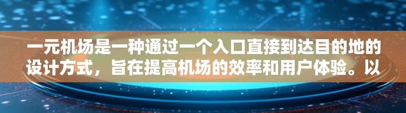 一元机场是一种通过一个入口直接到达目的地的设计方式，旨在提高机场的效率和用户体验。以下是对一元机场配置的详细分析