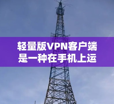 轻量版VPN客户端是一种在手机上运行的简单VPN工具，主要功能与普通客户端相似，但可能限制了一些高级配置。以下是对其的详细介绍